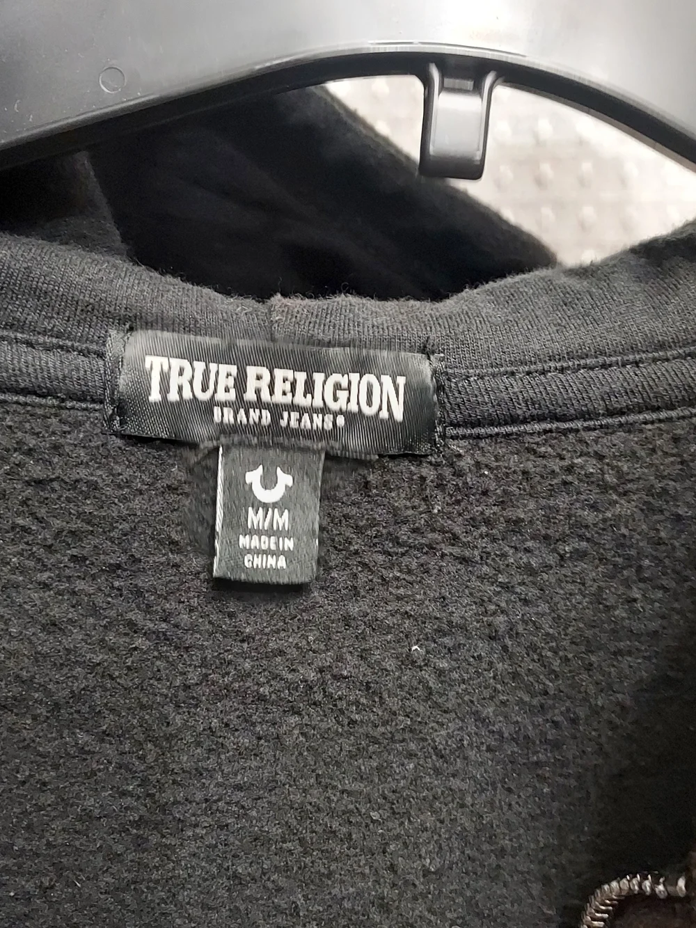 True Religion Brown Black Zip Hoodie with Signature Logo